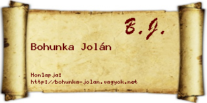 Bohunka Jolán névjegykártya