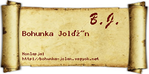 Bohunka Jolán névjegykártya