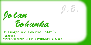 jolan bohunka business card